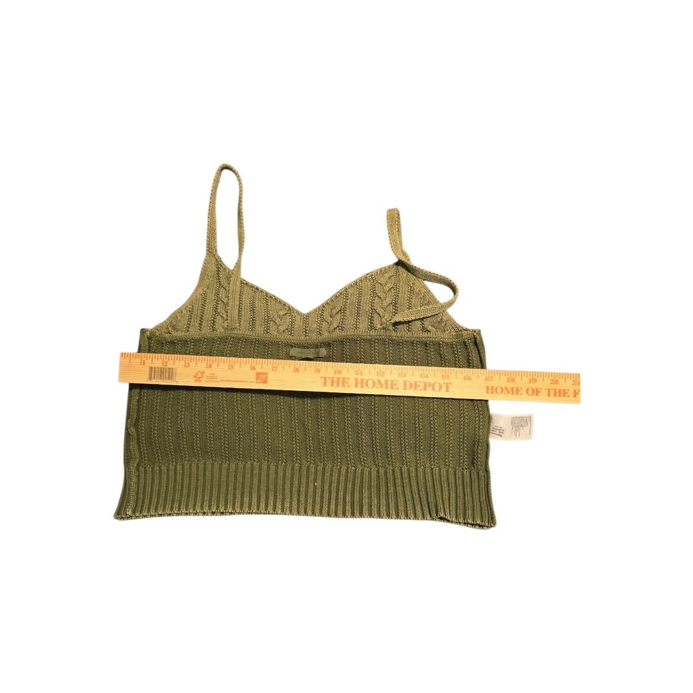 American Eagle Olive Green Cable Knit Cropped Sweater Cami Tank Top‎ Size L - Picture 4 of 7